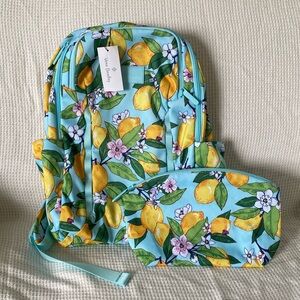 Vera Bradley Lighten Up Sporty Backpack with Cosmetic Pouch - lemon grove
